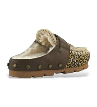 Mou Hstskinn med djurprint Lder Clogs
