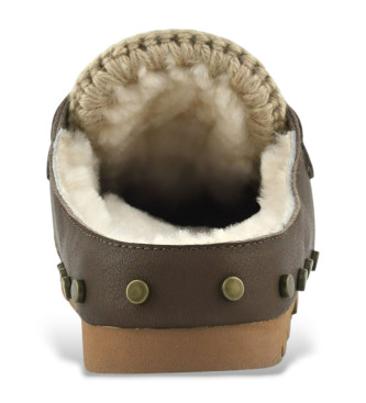 Mou Hstskinn med djurprint Lder Clogs