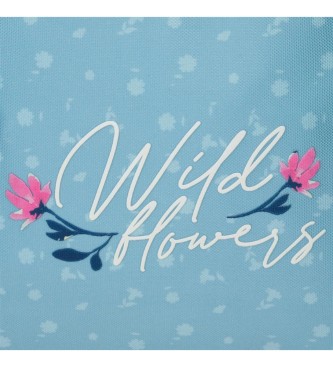 Movom Movom Wild Flowers Trousse  crayons bleue  trois compartiments -22x12x5cm