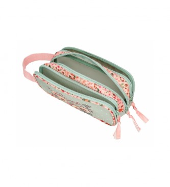 Movom Movom Romantic Girl trousse  crayons  triple compartiment vert -22x10x9cm
