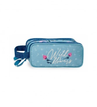 Movom Movom Wild Flowers Triple compartment pencil case blue -22x10x9cm