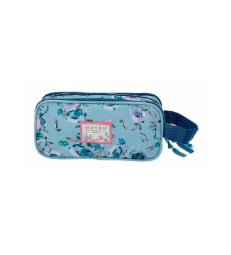 Movom Movom Wild Flowers Trousse  crayons  triple compartiment bleu -22x10x9cm