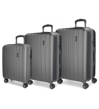Movom Movom Luggage Set Bois 55-65-75cm Anthracite rigide