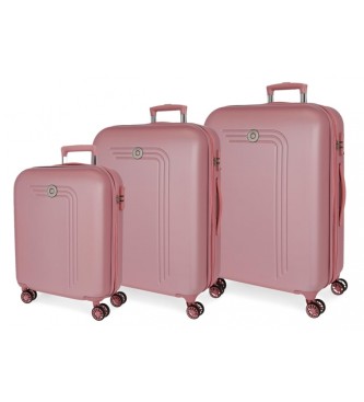 Movom Zestaw twardych walizek Riga 55-70-80cm różowy