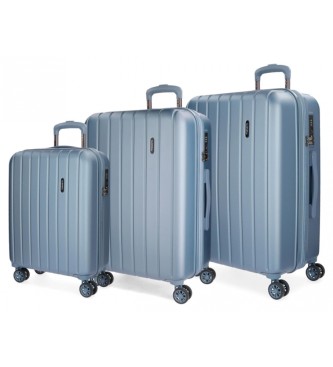Movom Set valigie rigide Movom Wood 55 - 68 - 78 blu