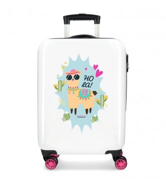 Movom Suitcase Hello White, Pink -34x55x20cm