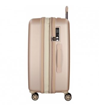 Movom Grande valise Movom Wood rigide Champagne -49x70x28cm