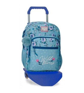 Joumma Bags Movom Wild Flowers plecak z wózkiem niebieski -30x38x12cm