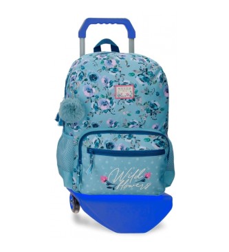 Joumma Bags Movom Wild Flowers Rucksack mit Trolley blau -31x42x13xm