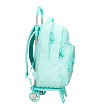 Movom Movom Always on the move double compartment backpack with light blue trolley