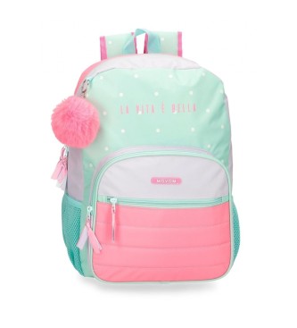 Movom Movom La vita  Bella 38 cm turquoise school backpack adaptable to trolley