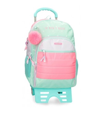 Movom Movom La vita  Bella two compartment school bag with trolley turquoise