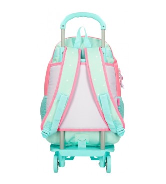 Movom Movom La vita  Bella two compartment school bag with trolley turquoise