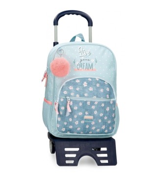 Movom Movom Live your dreams 38 cm turquoise blue school backpack with trolley