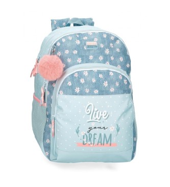 Movom Movom Live your dreams school backpack two compartments adaptable to trolley turquoise blue
