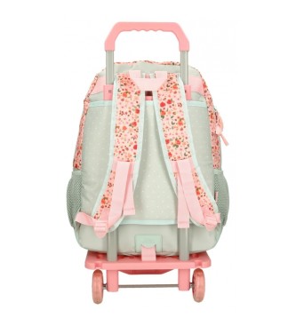 Joumma Bags Movom Romantic Dziewczęcy dwukomorowy plecak szkolny z wózkiem zielony -33x46x17cm