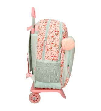 Joumma Bags Movom Romantic Dziewczęcy dwukomorowy plecak szkolny z wózkiem zielony -33x46x17cm