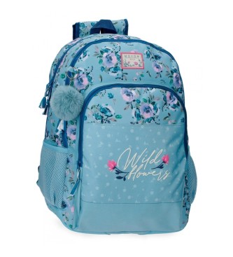 Joumma Bags Movom Wild Flowers School Backpack dois compartimentos azul -33x46x17cm