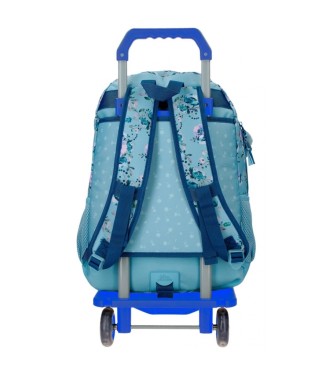 Joumma Bags Movom Fleurs sauvages sac  dos scolaire  deux compartiments avec trolley bleu -33x46x17cm