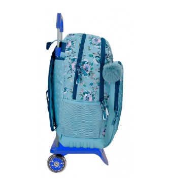 Joumma Bags Movom Fleurs sauvages sac  dos scolaire  deux compartiments avec trolley bleu -33x46x17cm