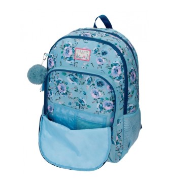 Joumma Bags Movom Wild Flowers dois compartimentos mochila escolar com trolley azul -33x46x17cm