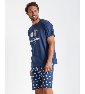 Aznar Innova Pyjama  manches courtes Wake Up Navy