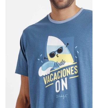 Aznar Innova Pijama Manga Corta Vacaciones  azul