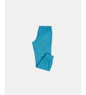 Aznar Innova Bleščeče modra pižama z dolgimi rokavi