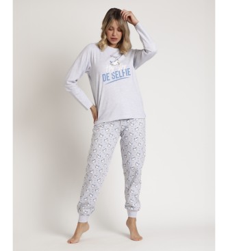 Aznar Innova Pajamas Long Sleeve I'm Selfie grey