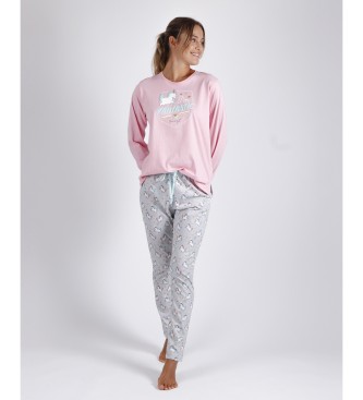 Aznar Innova Pijamas de manga comprida Sou Fantstico rosa