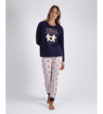 Aznar Innova Navy Christmas Long Sleeve Pajamas