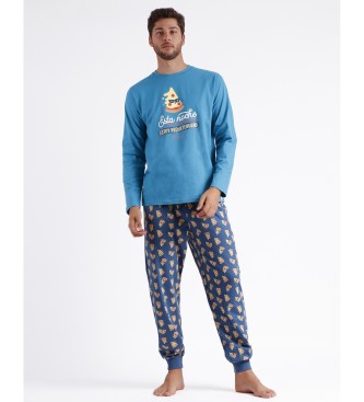 Aznar Innova Langarm-Pyjama Requetebueno blau