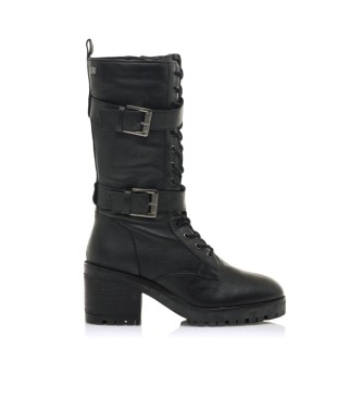 Mustang Casual Hill Black leather boot - Heel 7cm high