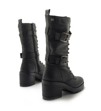 Mustang Casual Hill Black leather boot - Heel 7cm high