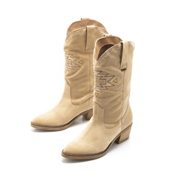 Mustang Stivale casual messicano in pelle beige - Altezza tacco n 5 cm -
