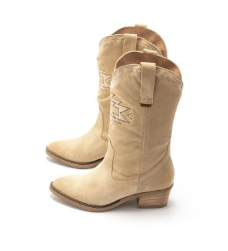 Mustang Stivale casual messicano in pelle beige - Altezza tacco n 5 cm -