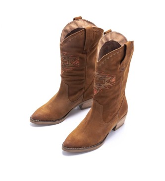 Mustang Casual Mexican brown leather boot - Height heel 5cm