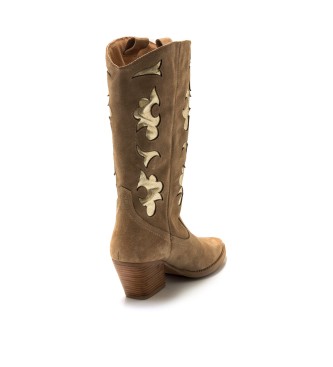 Mustang Brown Missouri leather boots -Heel height 5cm