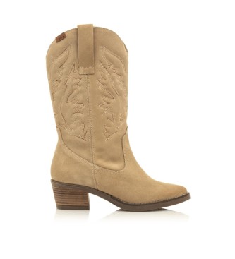 Mustang Stivale casual in pelle Teo Beige - Altezza tacco n 5cm -