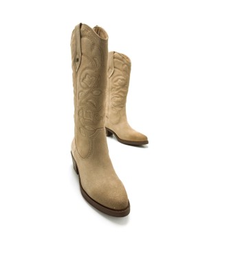 Mustang Beige Teo Leather Boots