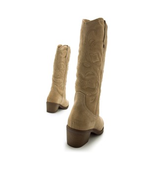 Mustang Beige Teo Leather Boots