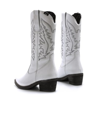 Mustang Casual leather boots TEO white -Heel height 5cm