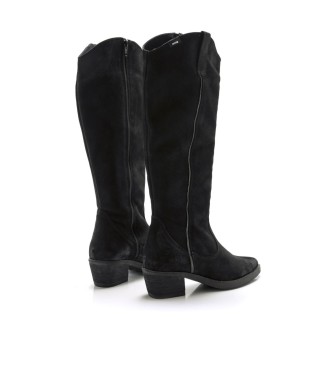 Mustang Black Teo leather boots -Heel height 5cm