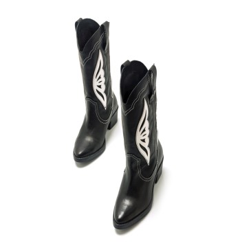 MTNG Black Teo leather boots -Heel height 5cm