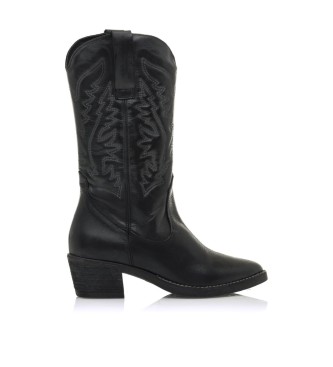 Mustang Leather boot Casual Teo Black - Heel height 5cm