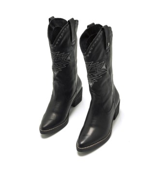 Mustang Casual leather boots black TEO -Heel height 5cm