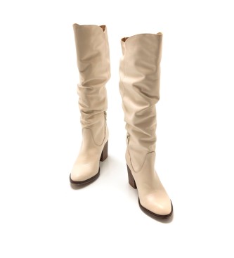 Mustang Uma beige leather boots