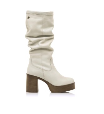 Mustang Leather boot Sixties White - Heel height 8cm