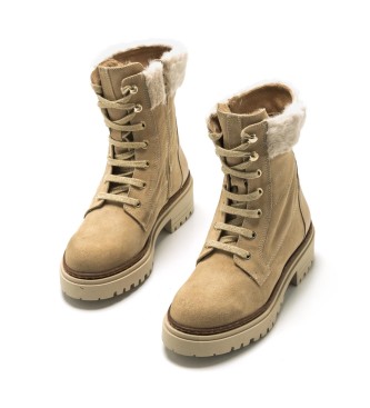 Mustang GLACIER Casual beige leather ankle boots