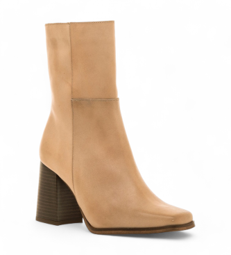 Mustang Beige Porto Leather Ankle Boots